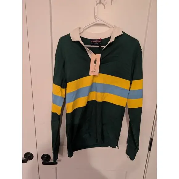 NWT Rowing Blazers Striped Rugby Shirt Green Yellow Blue S - Picture 2 of 10